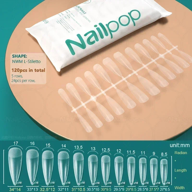 NAILPOP 120pcs Fake Nails Full Cover Press on Nails Coffin Soft Gel American Pose Capsule False Nail Tips for Extension System 37