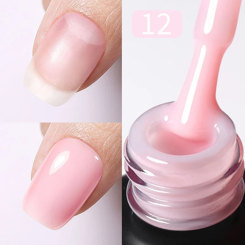 BORN PRETTY Milky Pink Rubber Base Gel Nail Polish Glitter 15ml Semi-Permanent Varnish Soak Off Self Leveling UV LED Gel 9