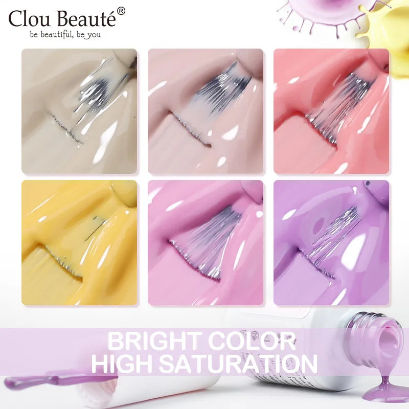 Clou Beaute 15ml Red Black White Green Neon Gel Nail Polish Base Top Coat Velvet Top 400 Colors Semi Permanent Gel Nail Varnish 5