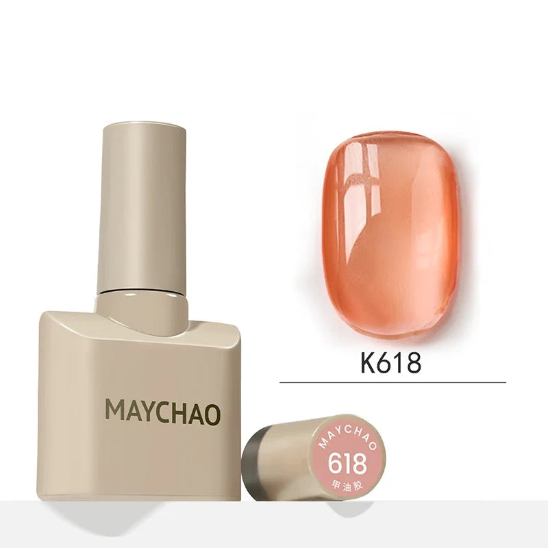 MAYCHAO 12ml Jelly Gel Nail Polish Semi Permanent Top Coat Soak Off UV LED Gel Art Nail Varnish Manicure Long Lasting Nail Gel 12