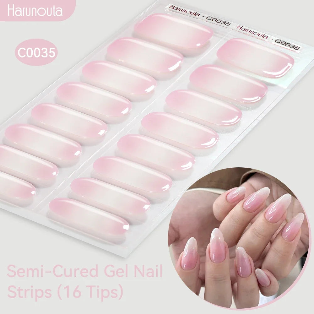 Gradient Auroras Semi Cured Gel Nail Strips Sparkly Shinning DIY Gel Polish Stickers for Nails Works with UV/LED Nail Lamps 18