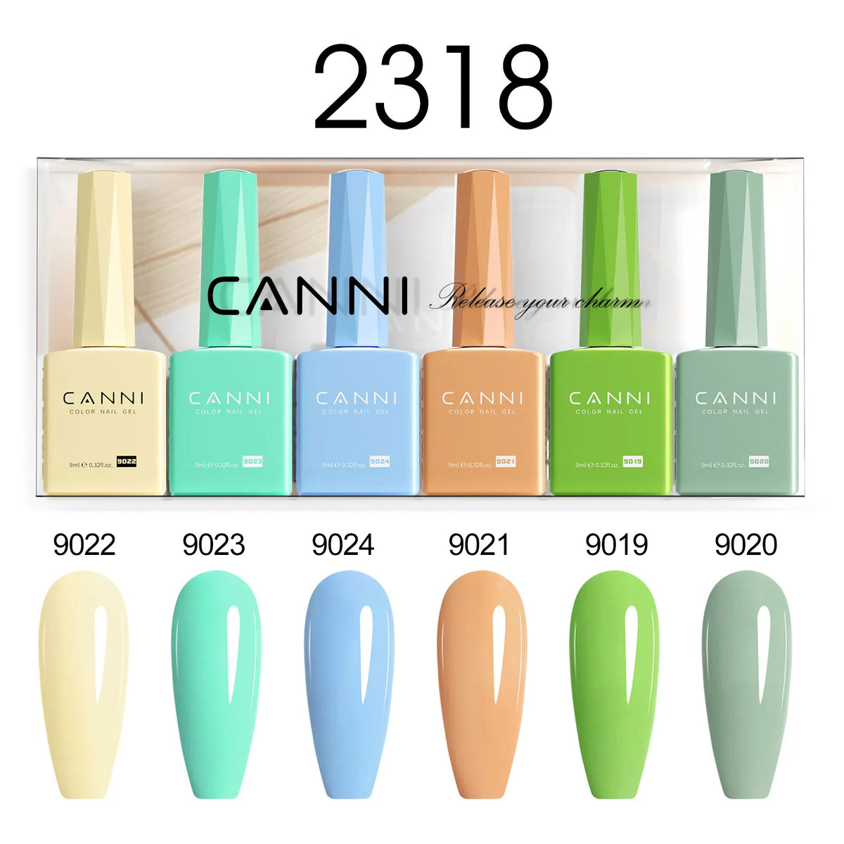 6pcs*9ml CANNI HEMA FREE Nail Gel Polish Set Gorgeous Color Semi Permanent Pigmented Painting Gel Soak off UV LED Gel Nails Kit 11
