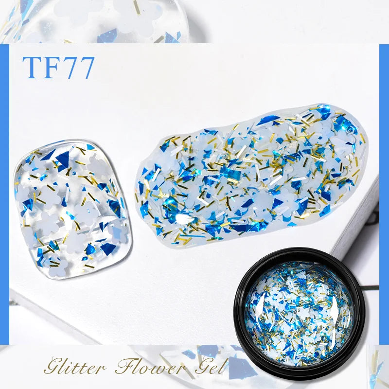 MEET ACROSS 5ml Pink Dried Flower Gel Nail Polish Natural Flower Fairy Nail Art Gel Soak Off UV LED Painting Varnishes For Nails 80