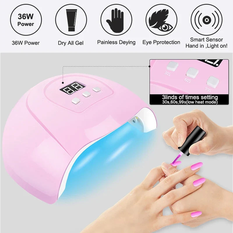 Gel Nail Polish Kit With UV Nail Lamp Electric Nail Drill Machine Soak OFF Gel Nail Kit Base&Top Coat Gel Polish Nail Tool Set 2