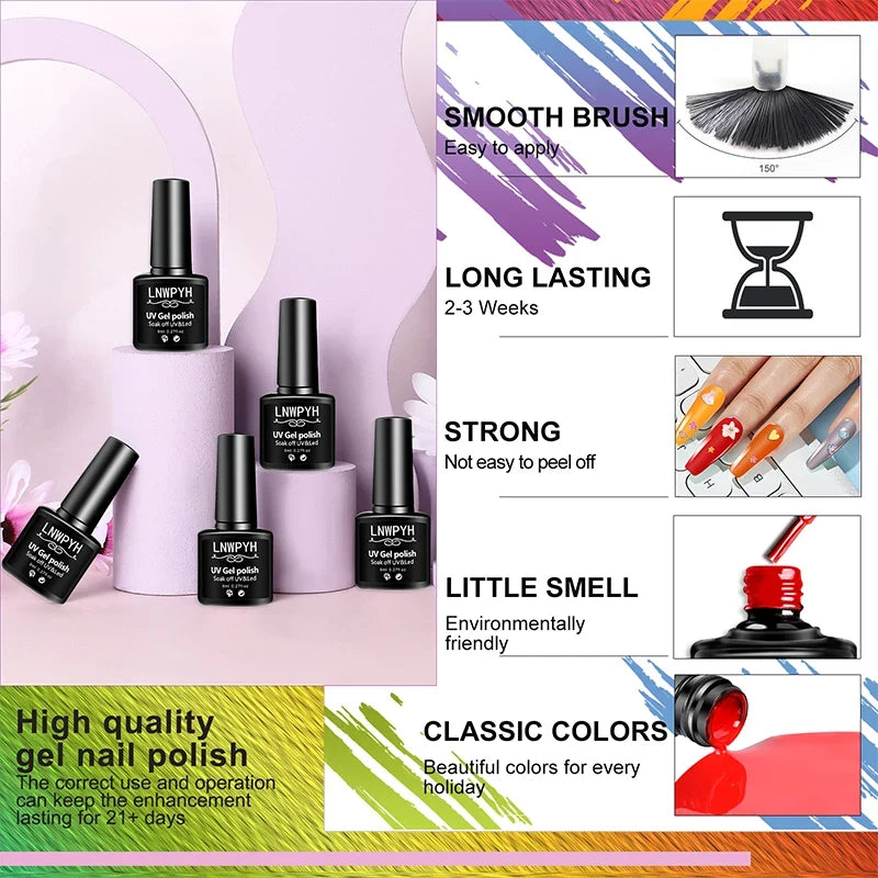 Professional Nail Gel Set, Manicure Tools Kit And Nail Lamp 18 Colors Varnish UV Gel Nail Polish Kit Contains Nail Drill Machine 5