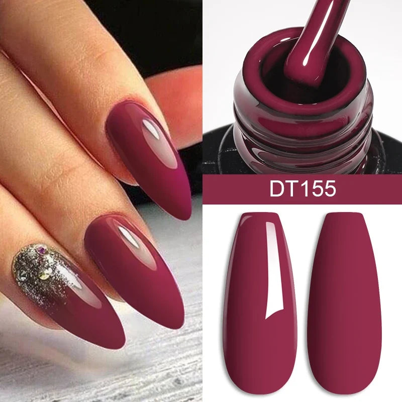 MEET ACROSS 7ml Red Gel Nail Polish Crystal Semi Permanent Soak Off UV Gel Varnish Nail Art Manicure Base Matte Top Coat Vernis 9