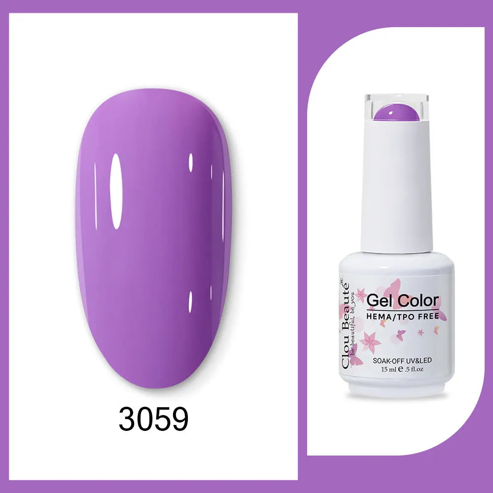 Clou Beaute 15ml Red Black White Green Neon Gel Nail Polish Base Top Coat Velvet Top 400 Colors Semi Permanent Gel Nail Varnish 89