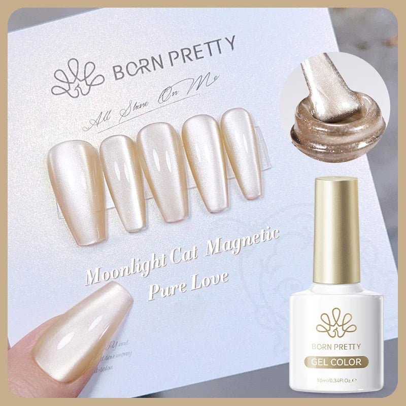 BORN PRETTY 10ml Silver Water Light Cat Magnetic Gel Nail Polish Nail Supplies Vernis Semi Permanent Gel for Fall Winter Nails 85