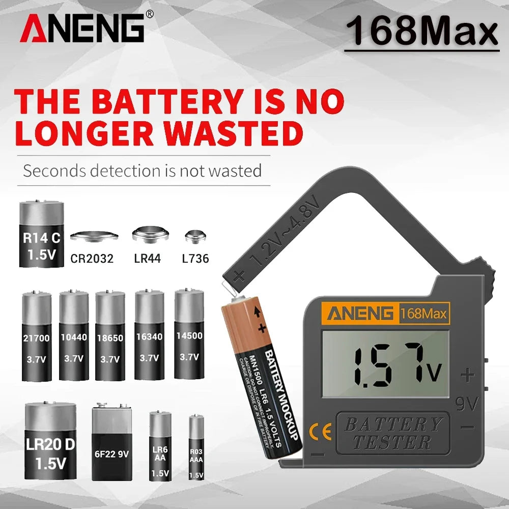 ANENG 168Max Digital Battery Tester | Universal Battery Checker for AA AAA C D 9V and Button Cells 1