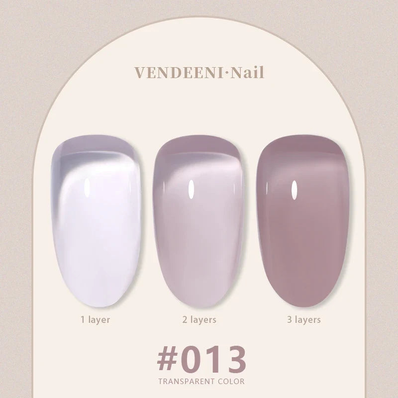 Vendeeni 24 Colors Jelly Transparent Gel Nail Polish Nude Pink Skin Color UV Soak Off Gel Varnish Jade Nail Art Gel Lacquer 15ml 24