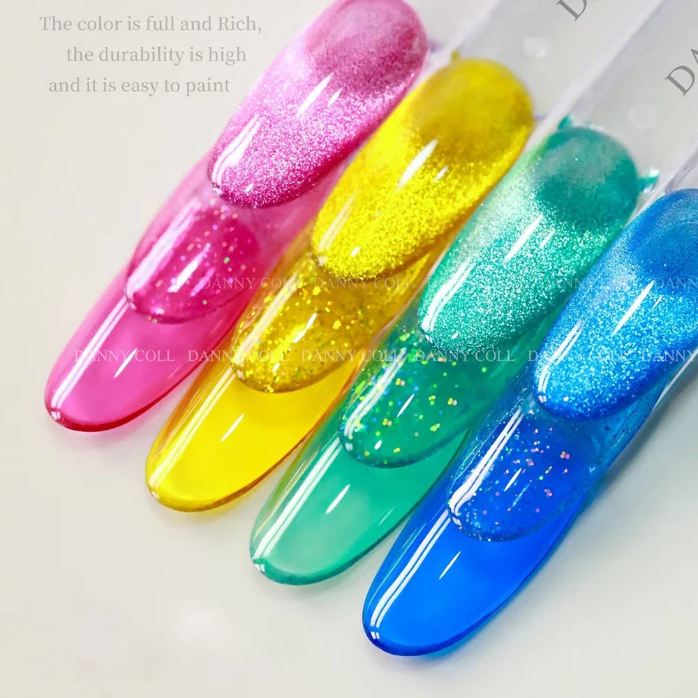 Translucent Glaze Colors Gel Nail Polish Set Varnish Lacquer Jelly Clear Gel Nail Art Gemstone LED&UV Syrup Gel Polish Kit 15ml 5