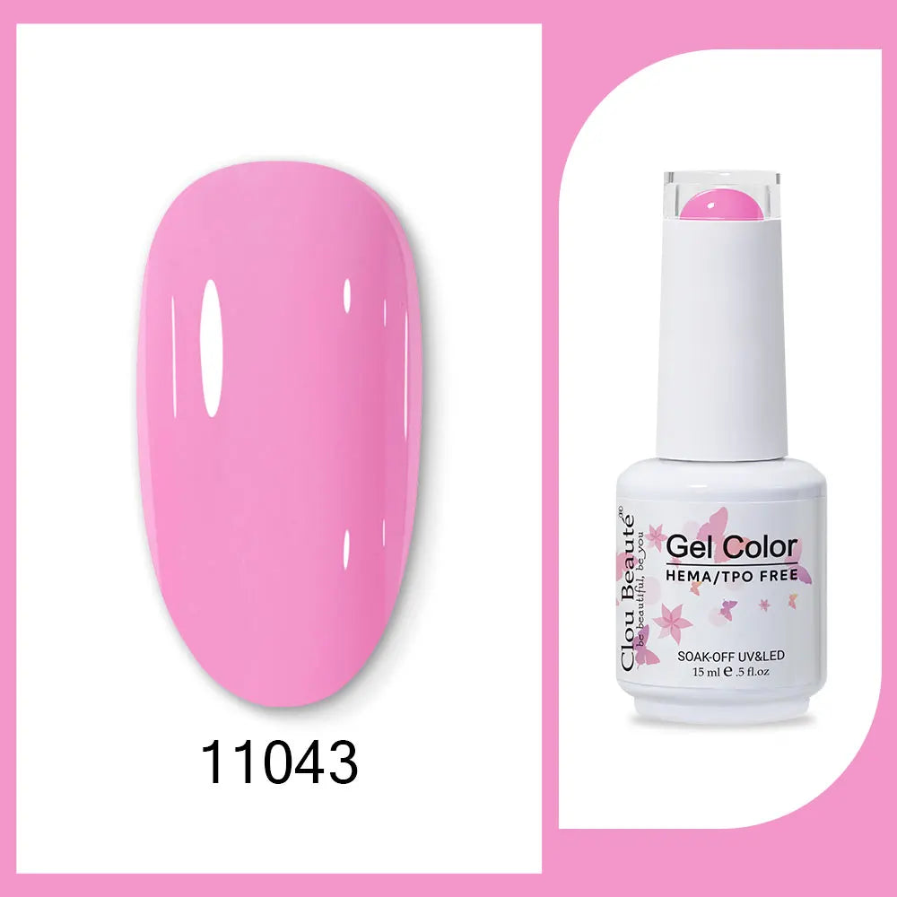 Clou Beaute 15ml Red Black White Green Neon Gel Nail Polish Base Top Coat Velvet Top 400 Colors Semi Permanent Gel Nail Varnish 106