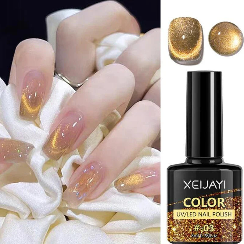 XEIJAYI Pink Cat Eye Gel Nail Polish Ceramic Magnetic Gel UV Semi-permanent Enamels Varnish Nail Supplies For Professionals Gel 46
