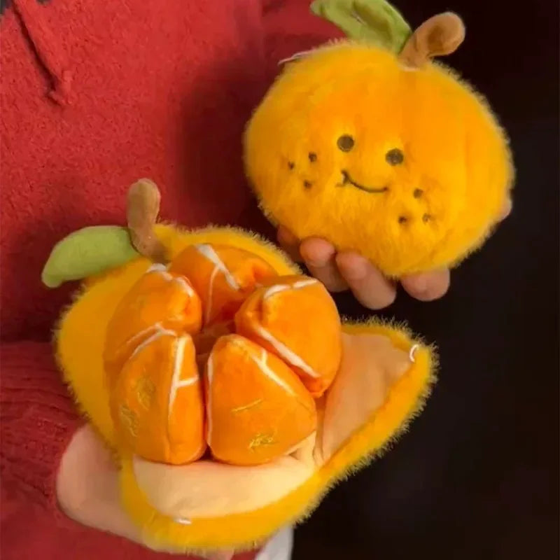 12cm Peelable Orange Plush Keychain – Soft Fruit Segment Stuffed Toy Backpack Pendant, Cute Cartoon Food Gift 1