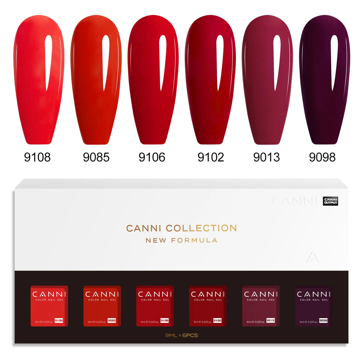 6pcs*9ml CANNI HEMA FREE Nail Gel Polish Set Gorgeous Color Semi Permanent Pigmented Painting Gel Soak off UV LED Gel Nails Kit 2