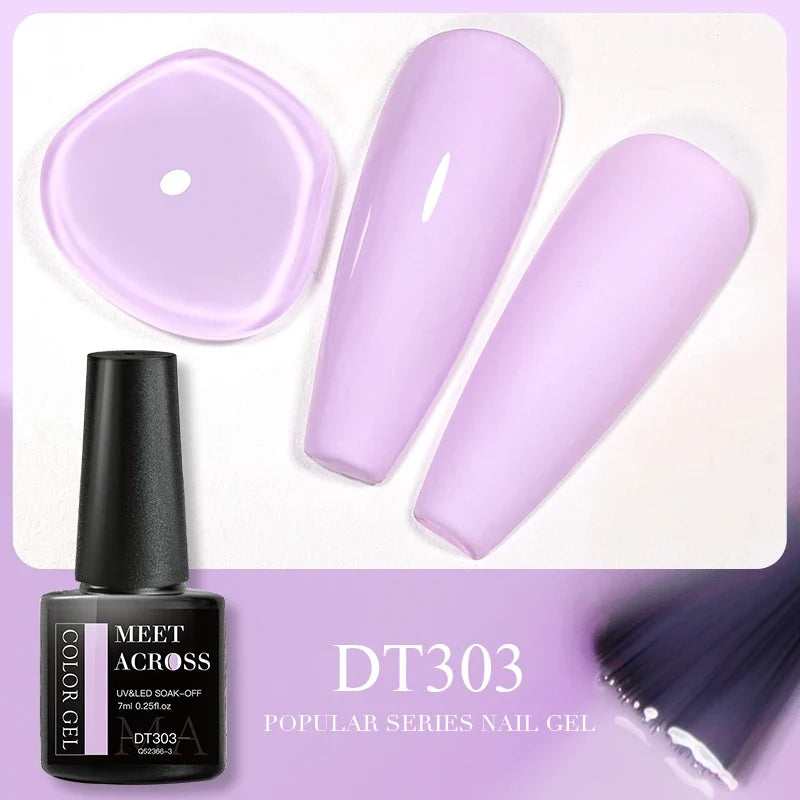 MEET ACROSS 5ml Pink Dried Flower Gel Nail Polish Natural Flower Fairy Nail Art Gel Soak Off UV LED Painting Varnishes For Nails 51