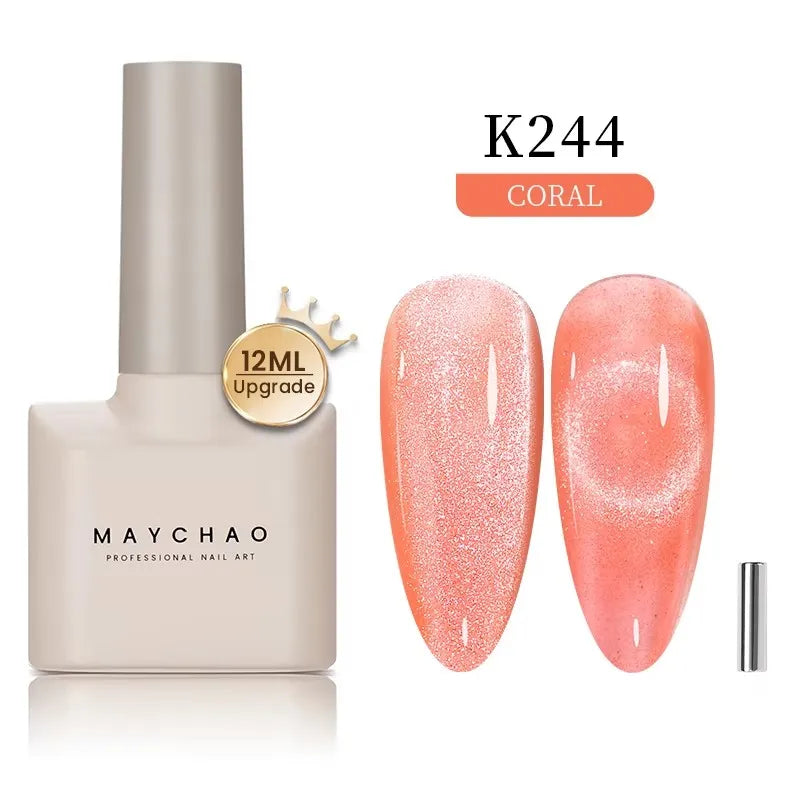 MAYCHAORomantic Galaxy Cat Eye Gel Nail Polish With Magnet Soak off UV Holographic Magnetic Rainbow Gel Polish for Nail Manicure 16