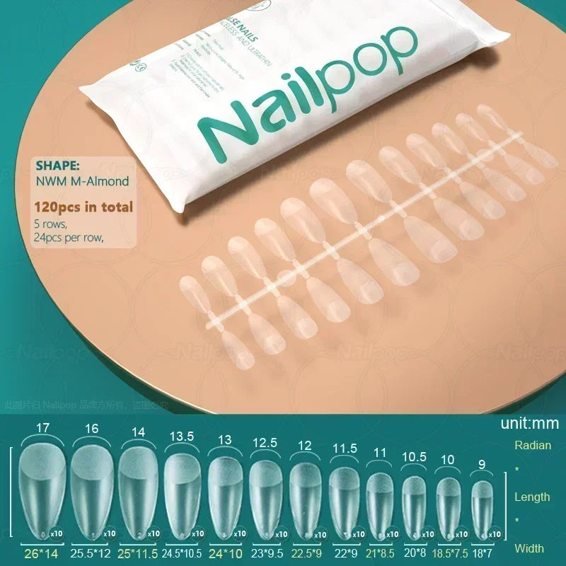 NAILPOP 120pcs Fake Nails Full Cover Press on Nails Coffin Soft Gel American Pose Capsule False Nail Tips for Extension System 43