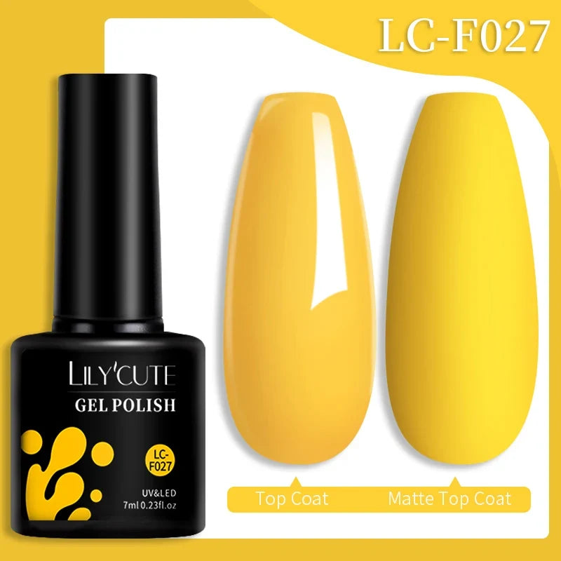 LILYCUTE 7ML Colorful Gel Nail Polish 129 Colors Long Lasting For Manicure Semi Permanent Base Top Coat Nail Art UV Gel Varnish 24