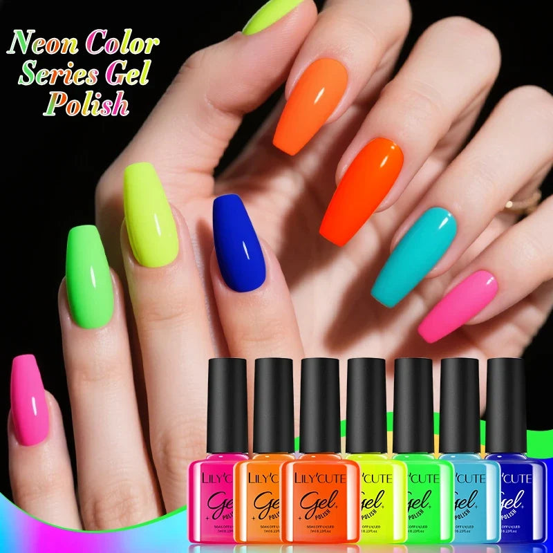 LILYCUTE 6Pcs/set 7ml Coffee Series Gel Nail Polish Kit 125 Colors Manicure Semi Permanent Soak Off UV Nail Art Gel Varnish 4