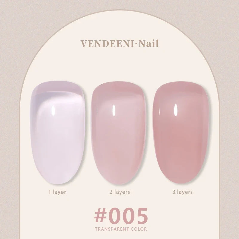 Vendeeni 24 Colors Jelly Transparent Gel Nail Polish Nude Pink Skin Color UV Soak Off Gel Varnish Jade Nail Art Gel Lacquer 15ml 29