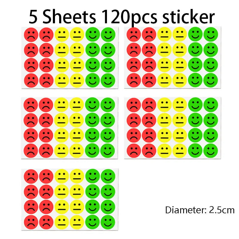 1" Happy Sad Smiling Face Behavior Stickers 120-1200pcs Labels Teachers Classroom School Kids Student Reward Sticker Toys Gifts 8
