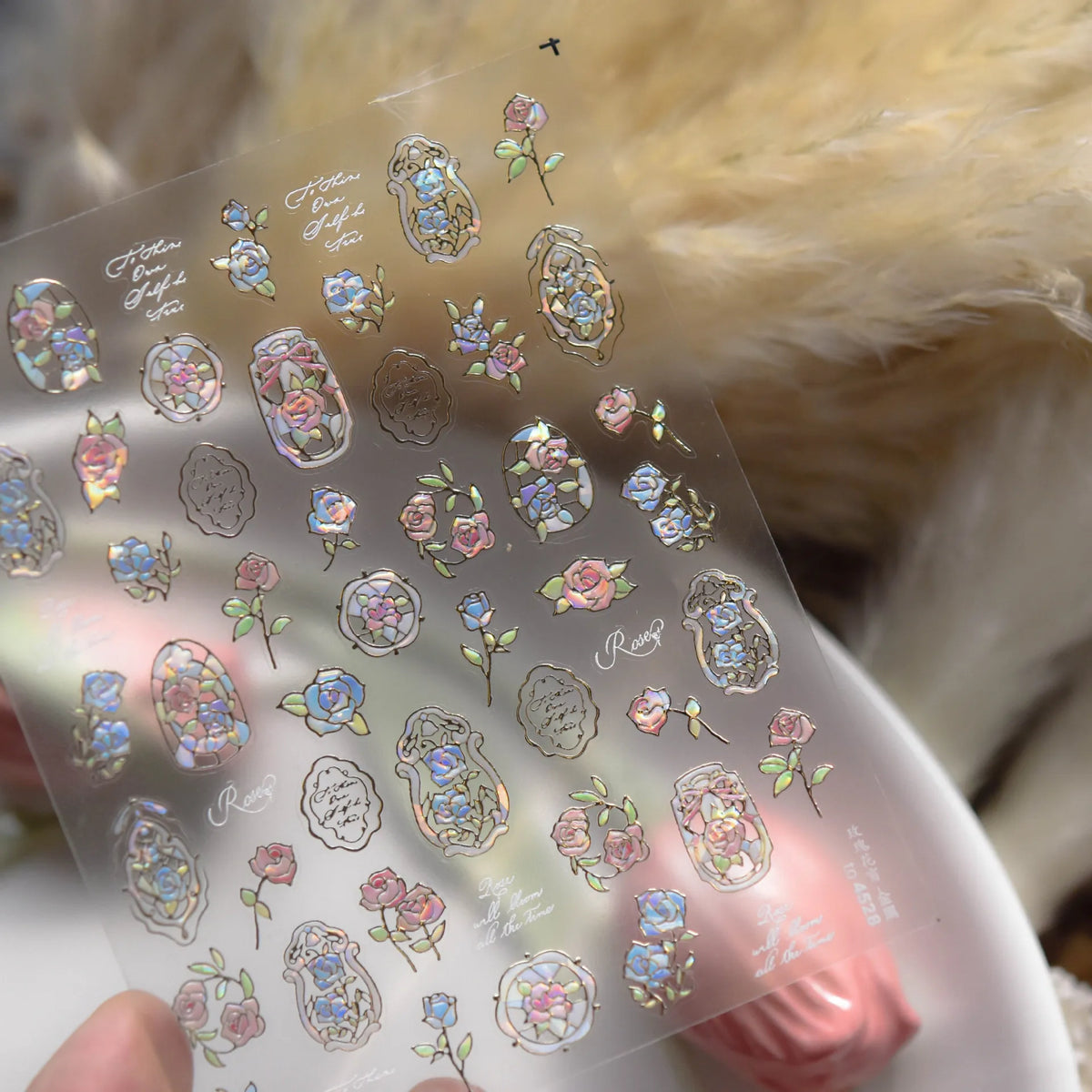 1pcs Dream Flower Window Shell Light Nail Art Stickers Japanese Flower Self Adhesive Stickers Press On Nails Decoration Decals 2