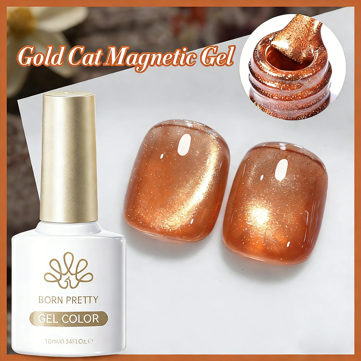 BORN PRETTY 10ml Silver Water Light Cat Magnetic Gel Nail Polish Nail Supplies Vernis Semi Permanent Gel for Fall Winter Nails 21