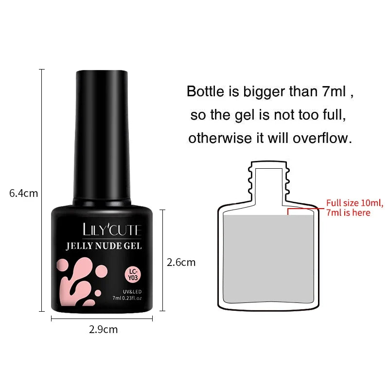 LILYCUTE 6PCS/SET 7ml Jelly Pink Nude Translucent Gel Nail Polish Set Semi Permanent Soak Off Nail Art Manicure Gel Set 6