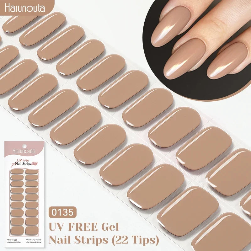 22strips UV Free Nail Gel Strips Loving Heart Gel Polish Nail Sticker Curing-free Adhesive Stickers for Nails Long Lasting Wrap 7