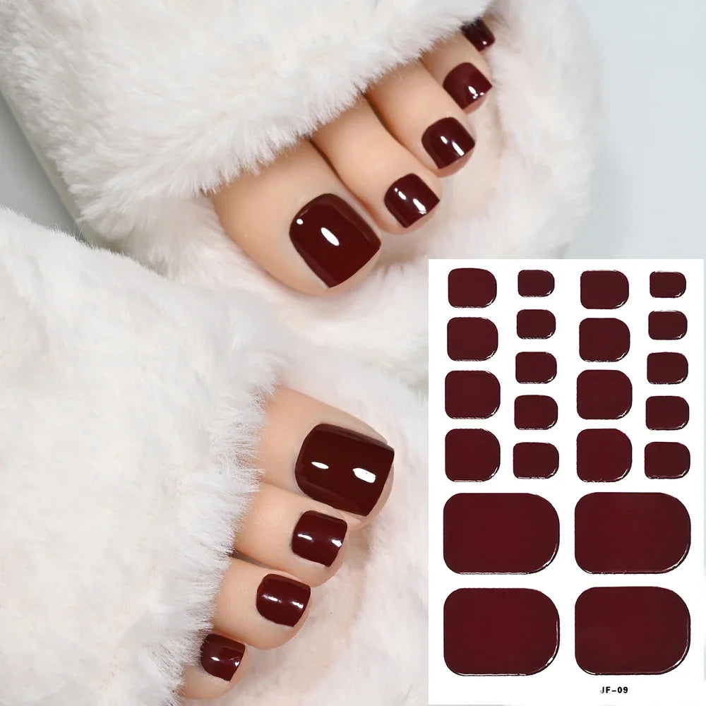 1pcs 22tips Gradient Glitter Full Toe Nail Wraps 3D Shiny Omber Pink/Purple/blue Toe Nail Polish Stickers Baking Free Toe Strips 21