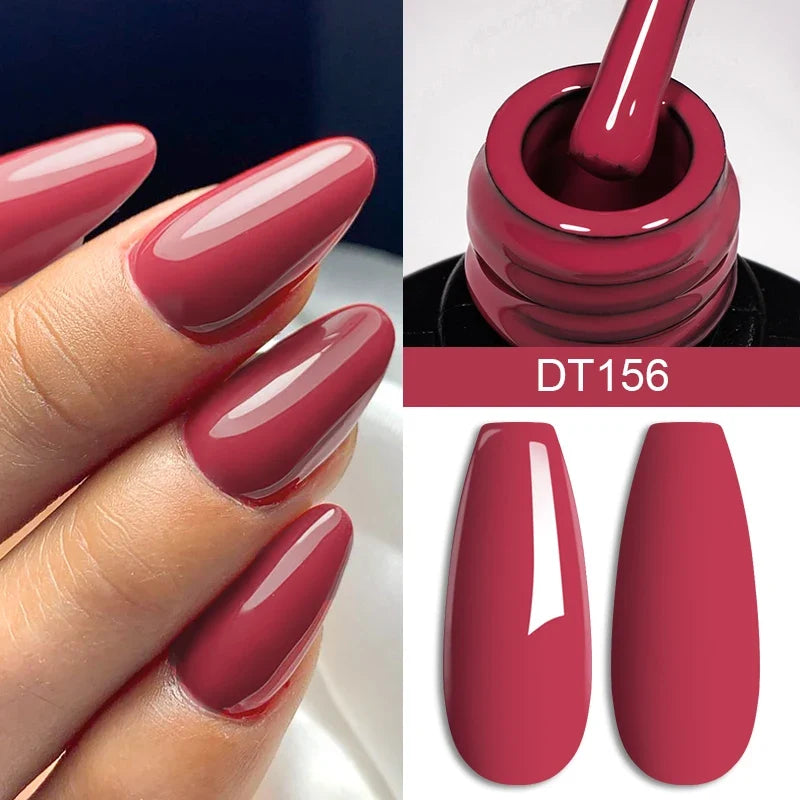 MEET ACROSS 7ml Wine Red Gel Nail Polish Long-Lasting French Style Gel Nail Supplies For Manicure DIY Design Nail Art Varnish 12
