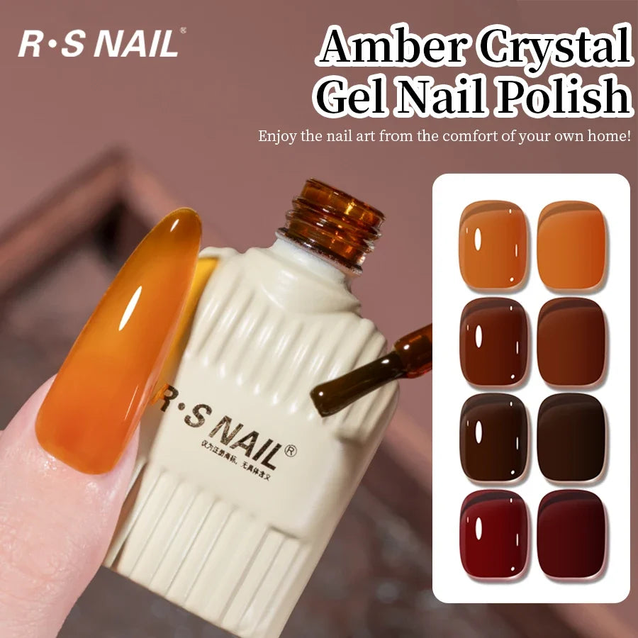 RSNAIL 10g Jelly Amber Gel Nail Polish Crystal Brown Nail Gel DIY Translucent Color Nail Art Gel Permanent UV Gel Polish Varnish 1