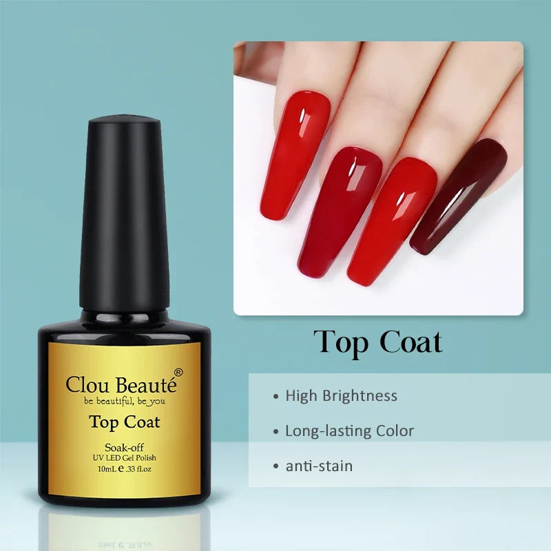 Clou Beaute 15ml Red Black White Green Neon Gel Nail Polish Base Top Coat Velvet Top 400 Colors Semi Permanent Gel Nail Varnish 51