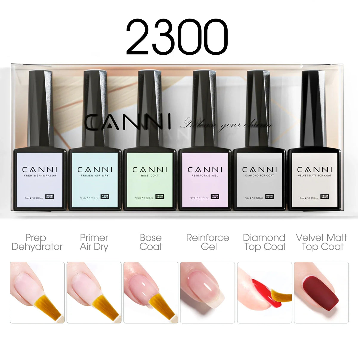 6pcs*9ml CANNI HEMA FREE Nail Gel Polish Set Gorgeous Color Semi Permanent Pigmented Painting Gel Soak off UV LED Gel Nails Kit 16