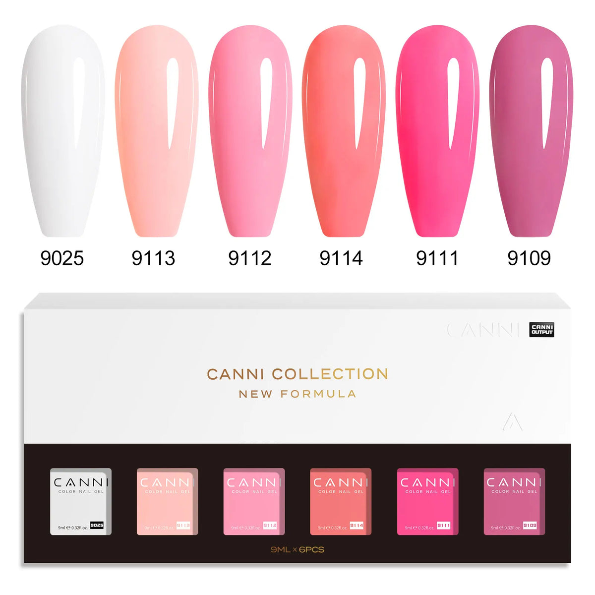 6pcs*9ml CANNI HEMA FREE Nail Gel Polish Set Gorgeous Color Semi Permanent Pigmented Painting Gel Soak off UV LED Gel Nails Kit 4