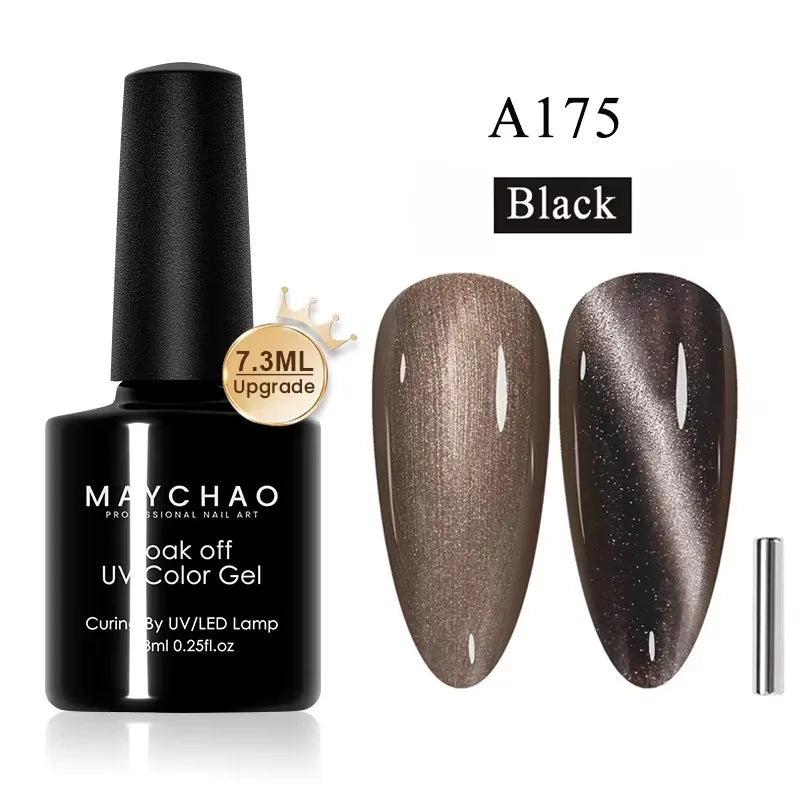 MAYCHAORomantic Galaxy Cat Eye Gel Nail Polish With Magnet Soak off UV Holographic Magnetic Rainbow Gel Polish for Nail Manicure 71