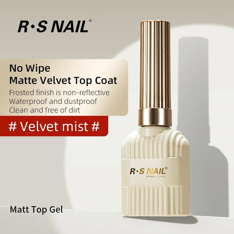 RSNAIL 10g Velvet Matte Top Coat Gel Nail Polish UV Gel Soak Off Semi-Permanent Varnish Clear Matte Top Coat Nail Art Lacquer 7
