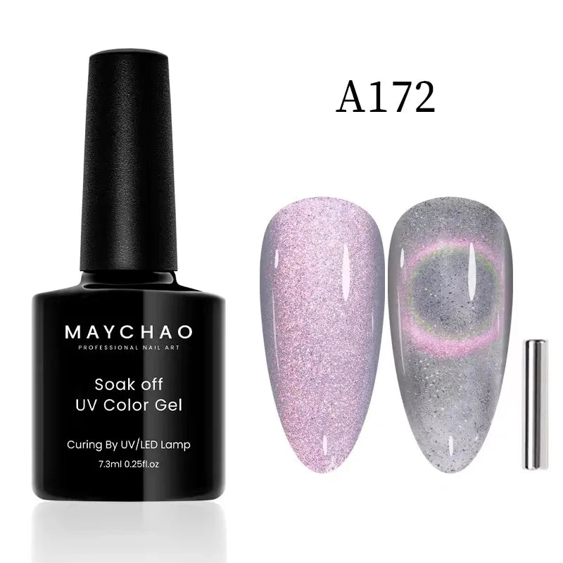 MAYCHAORomantic Galaxy Cat Eye Gel Nail Polish With Magnet Soak off UV Holographic Magnetic Rainbow Gel Polish for Nail Manicure 65