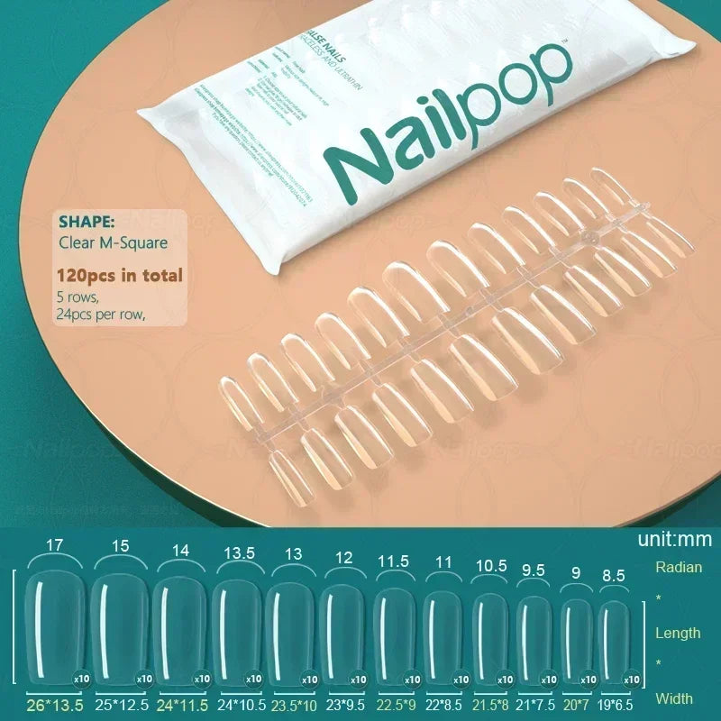 NAILPOP 120pcs Fake Nails Full Cover Press on Nails Coffin Soft Gel American Pose Capsule False Nail Tips for Extension System 47