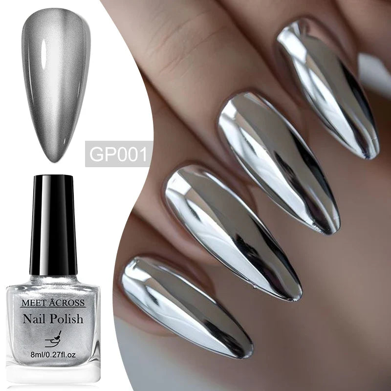 8ml Metallic Nail Polish Mirror Effect Fast Drying Long-Lasting Nails Art Polish DIY No Need Lamp Cure Manicure Nail Supplies 11