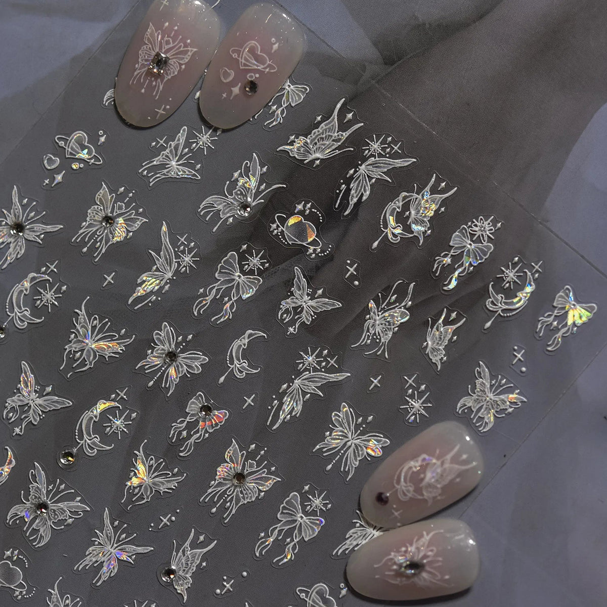 1pcs Dream Flower Window Shell Light Nail Art Stickers Japanese Flower Self Adhesive Stickers Press On Nails Decoration Decals 8