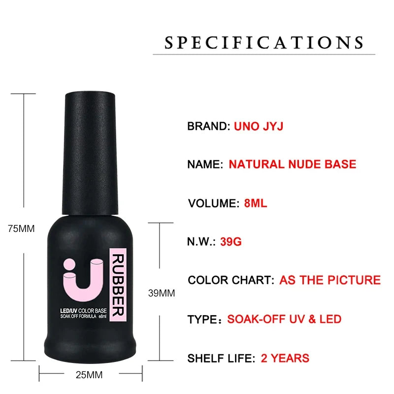 UNO JYJ Nude Rubber Base Gel Polish Semi-permanent Nail Polish UV Varnish Manicure Natural Nail Base Coat 7 Colors Basis Gellac 2