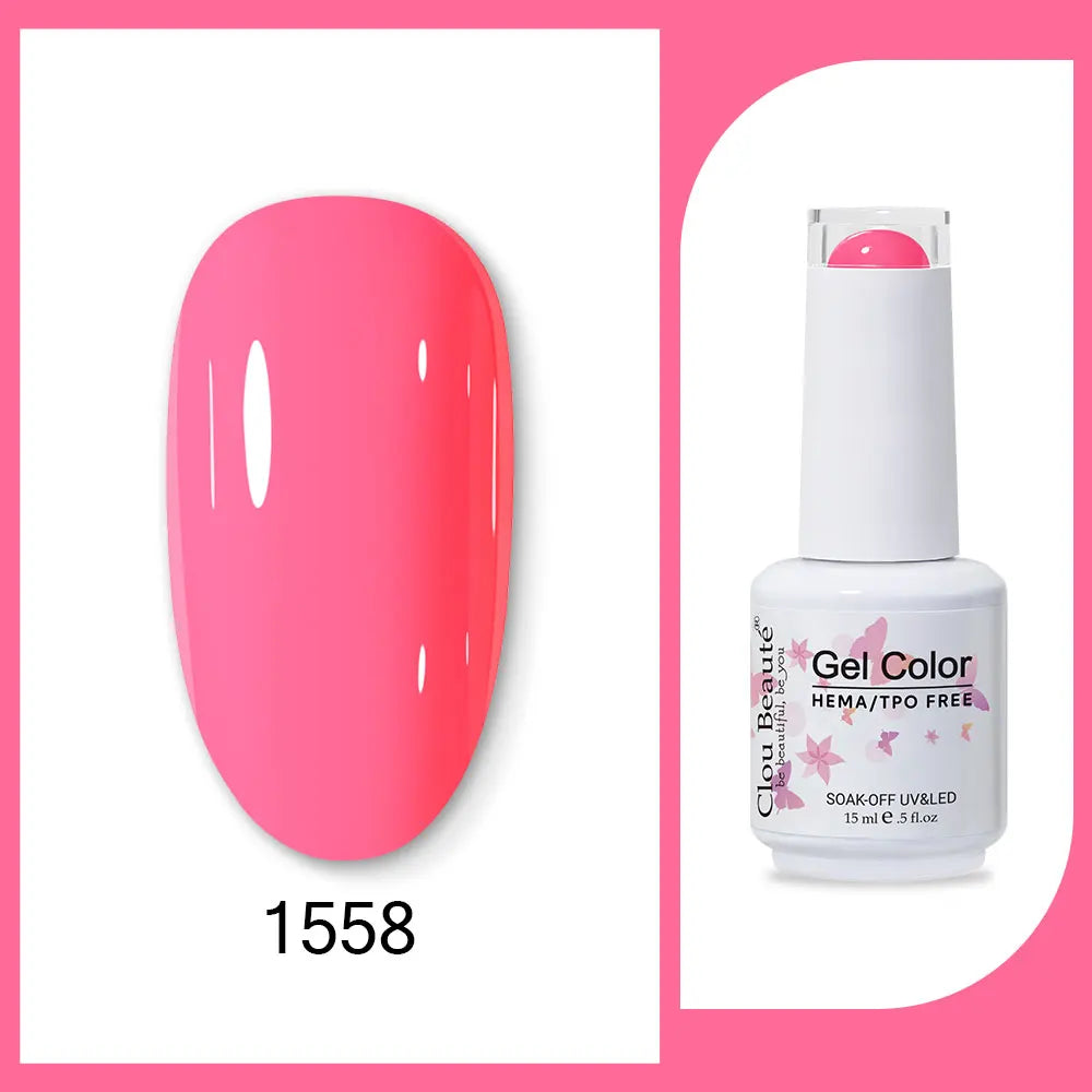 Clou Beaute 15ml Red Black White Green Neon Gel Nail Polish Base Top Coat Velvet Top 400 Colors Semi Permanent Gel Nail Varnish 78