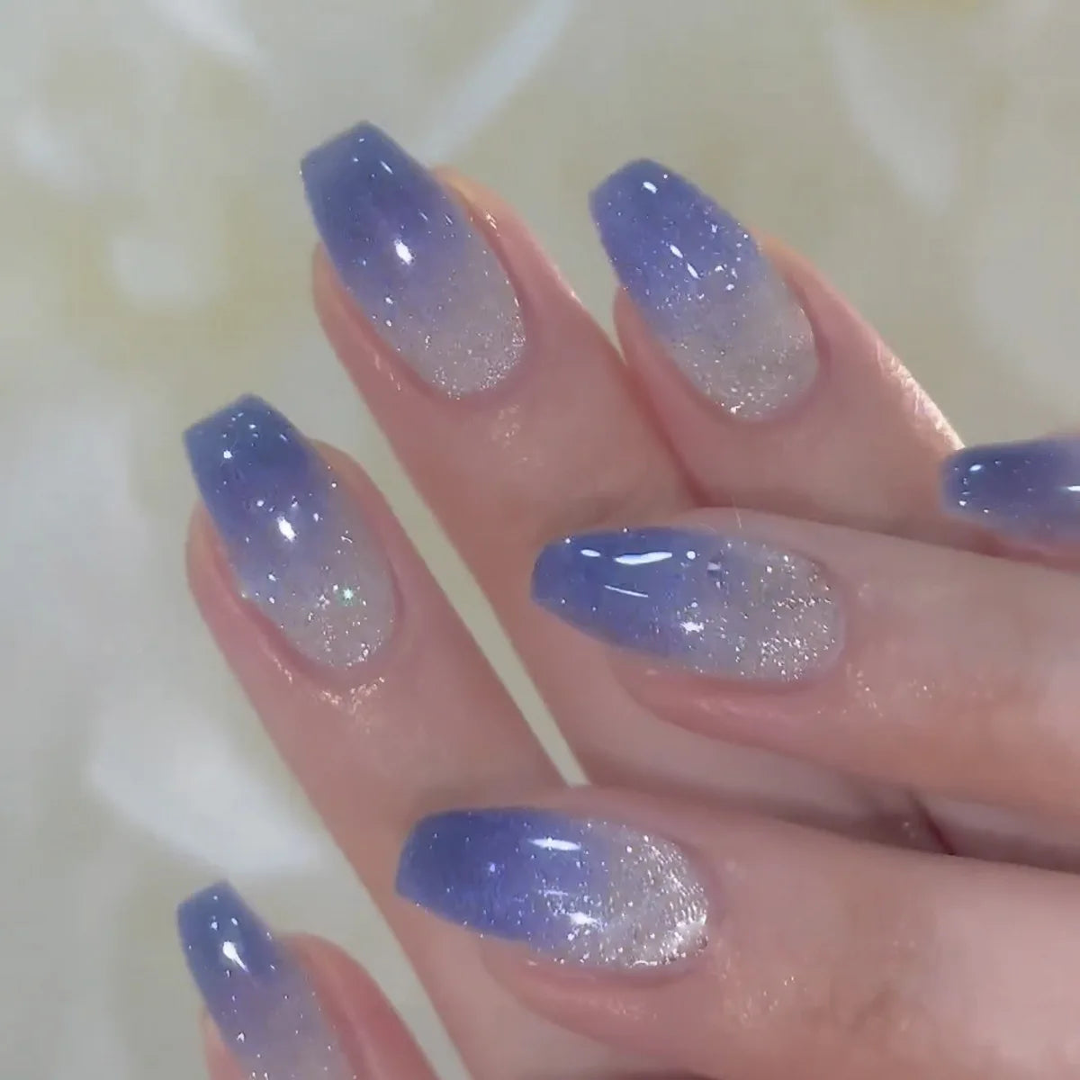 24Pcs Simple Square Head Fake Nail with Jelly Glue Pink White Gradient French Press on False Nails Short Full Cover Nail Tips 30