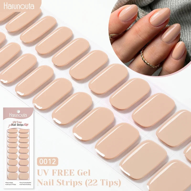 22strips UV Free Nail Gel Strips Loving Heart Gel Polish Nail Sticker Curing-free Adhesive Stickers for Nails Long Lasting Wrap 6