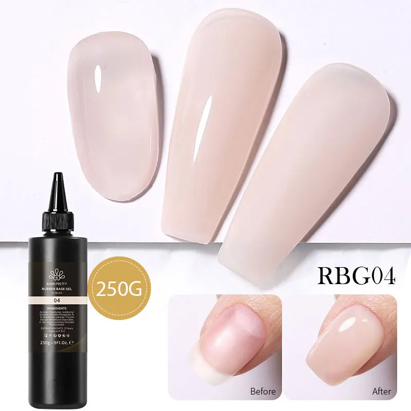 BORN PRETTY 250g Milky White Jelly Nude Gel Nail Polish Refilled Package Translucent Clear Semi Permanent Soak Off UV Gel 6