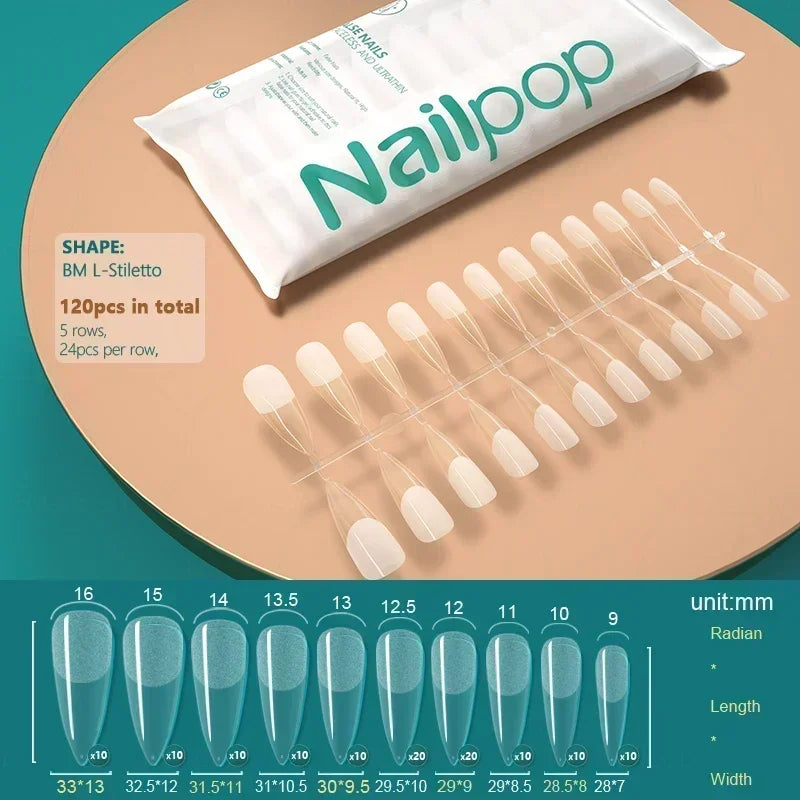 NAILPOP 120pcs Fake Nails Full Cover Press on Nails Coffin Soft Gel American Pose Capsule False Nail Tips for Extension System 41