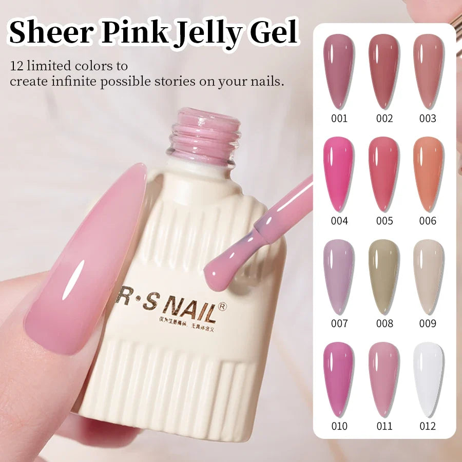 RS NAIL Jelly Transparent Gel Nail Polish 10g Summer Nude Pink Gel Polish Semi Permanent Soak Off UV LED Varnish Jade Nail Gel 1