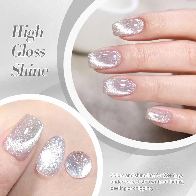 BORN PRETTY 10ml Silver Shining Reflective Cat Magnetic Gel Nail Polish Crystal Glitter Soak Off UV LED Nail Art Gel Varnish 5